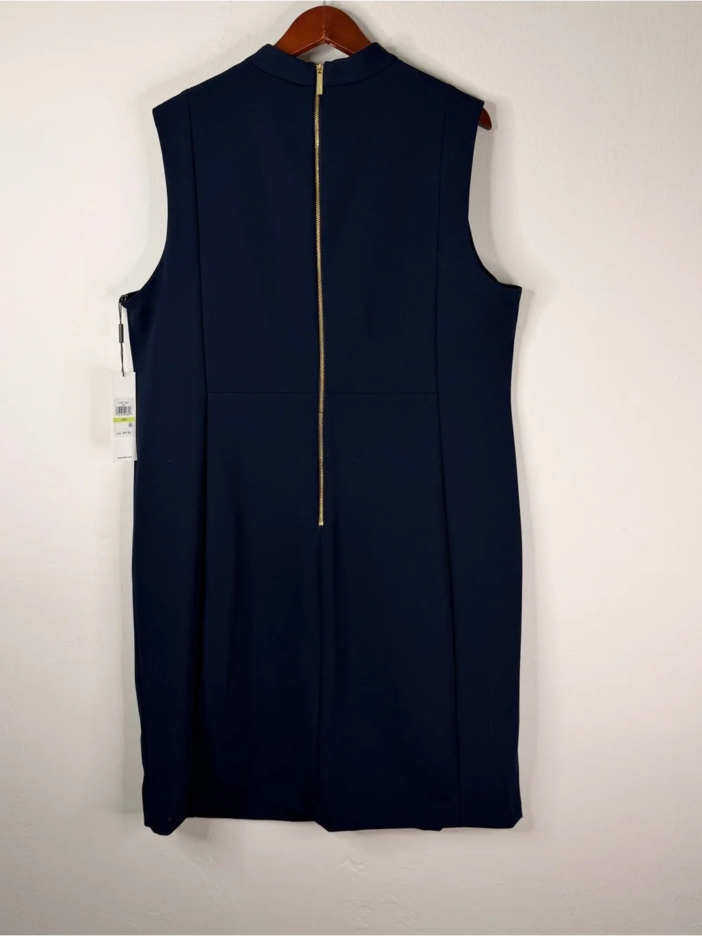 Calvin Klein NWT Navy Blue Tie Neck Sheath Dress Plus Size 18W MSRP $99 - Picture 7 of 11